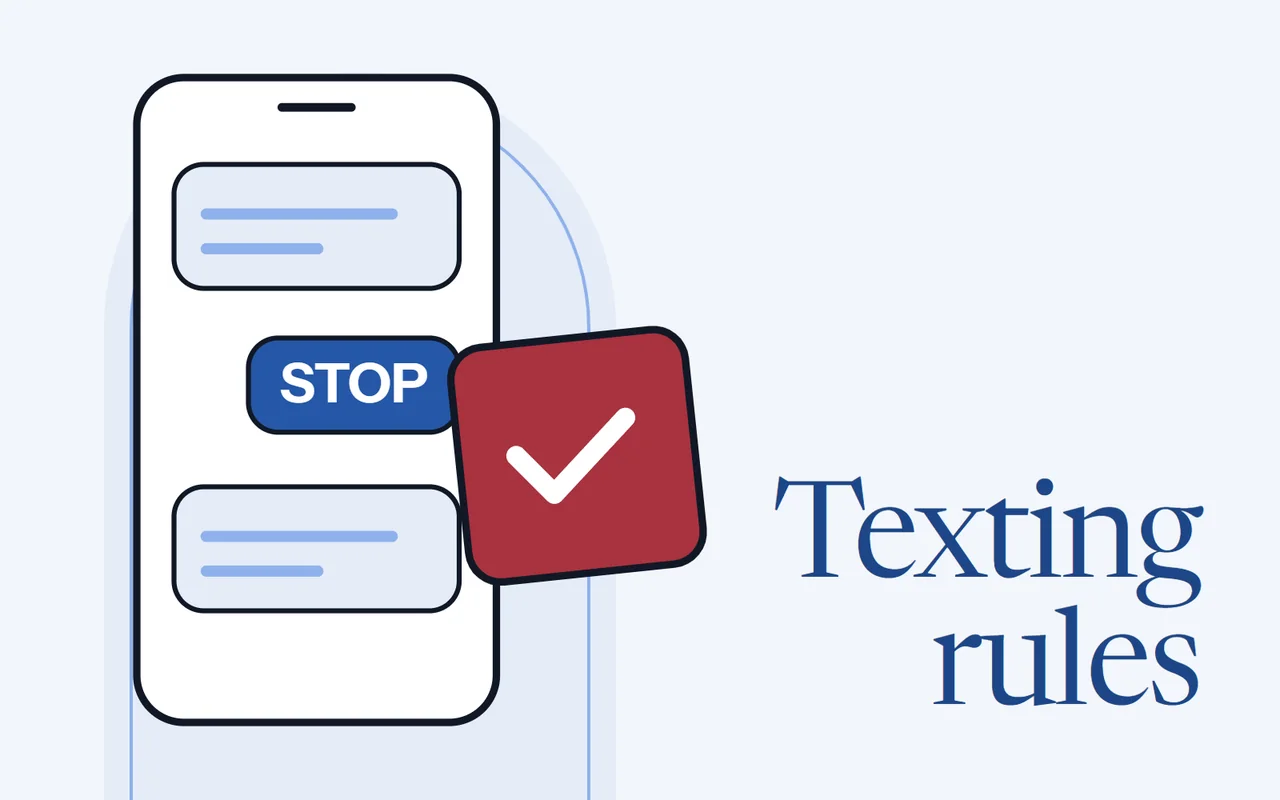 A phone showing a STOP reply beside a large check mark