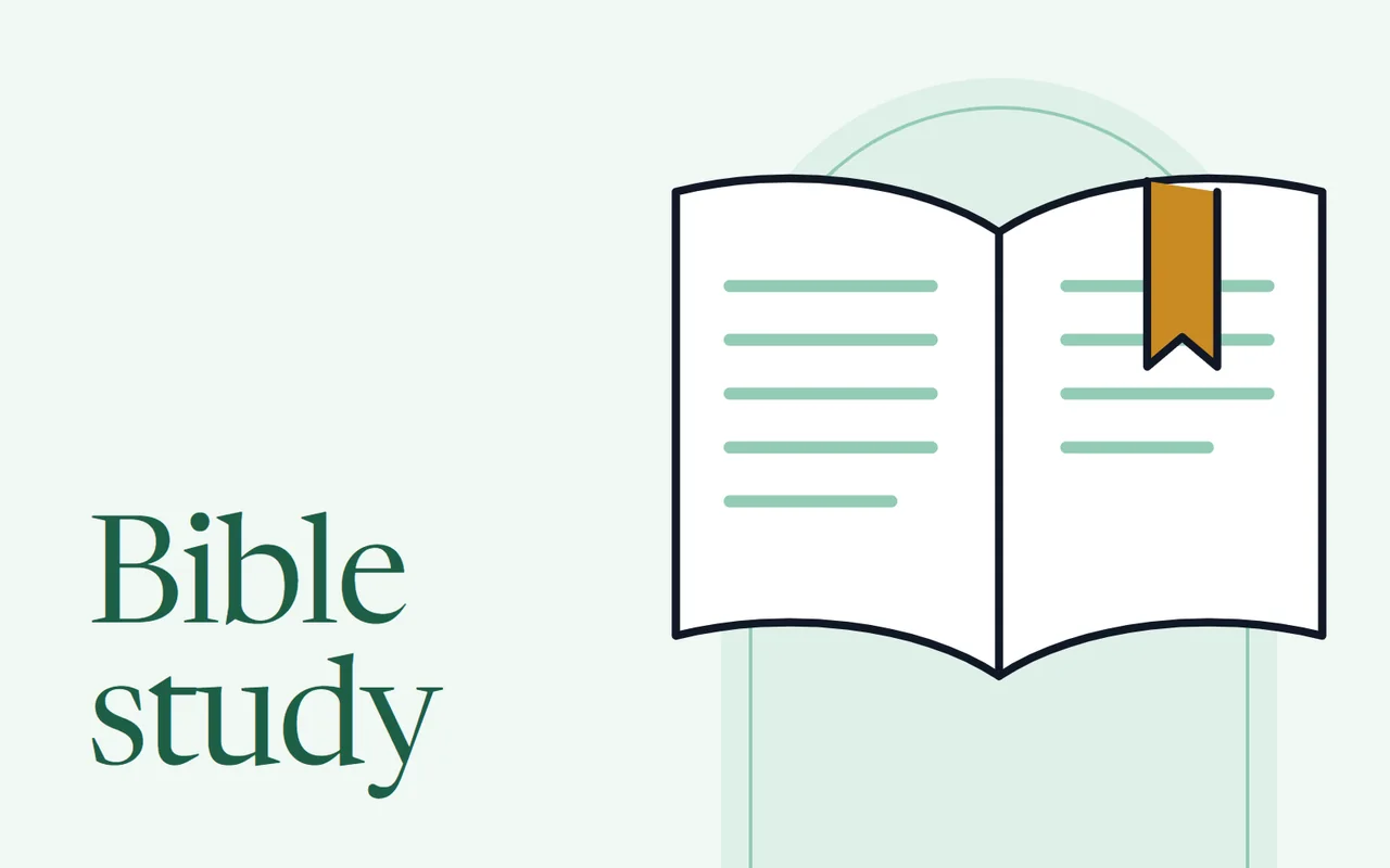 An open Bible with a ribbon bookmark