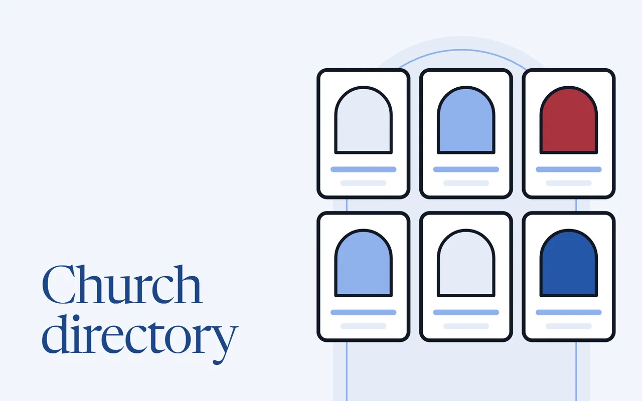 Six portrait cards from a church directory