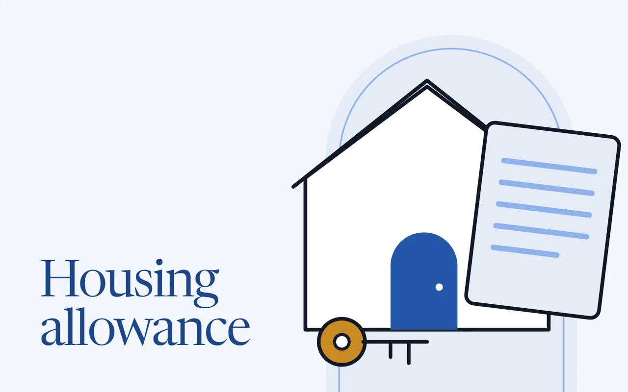 A house with a key and a tax form beside it