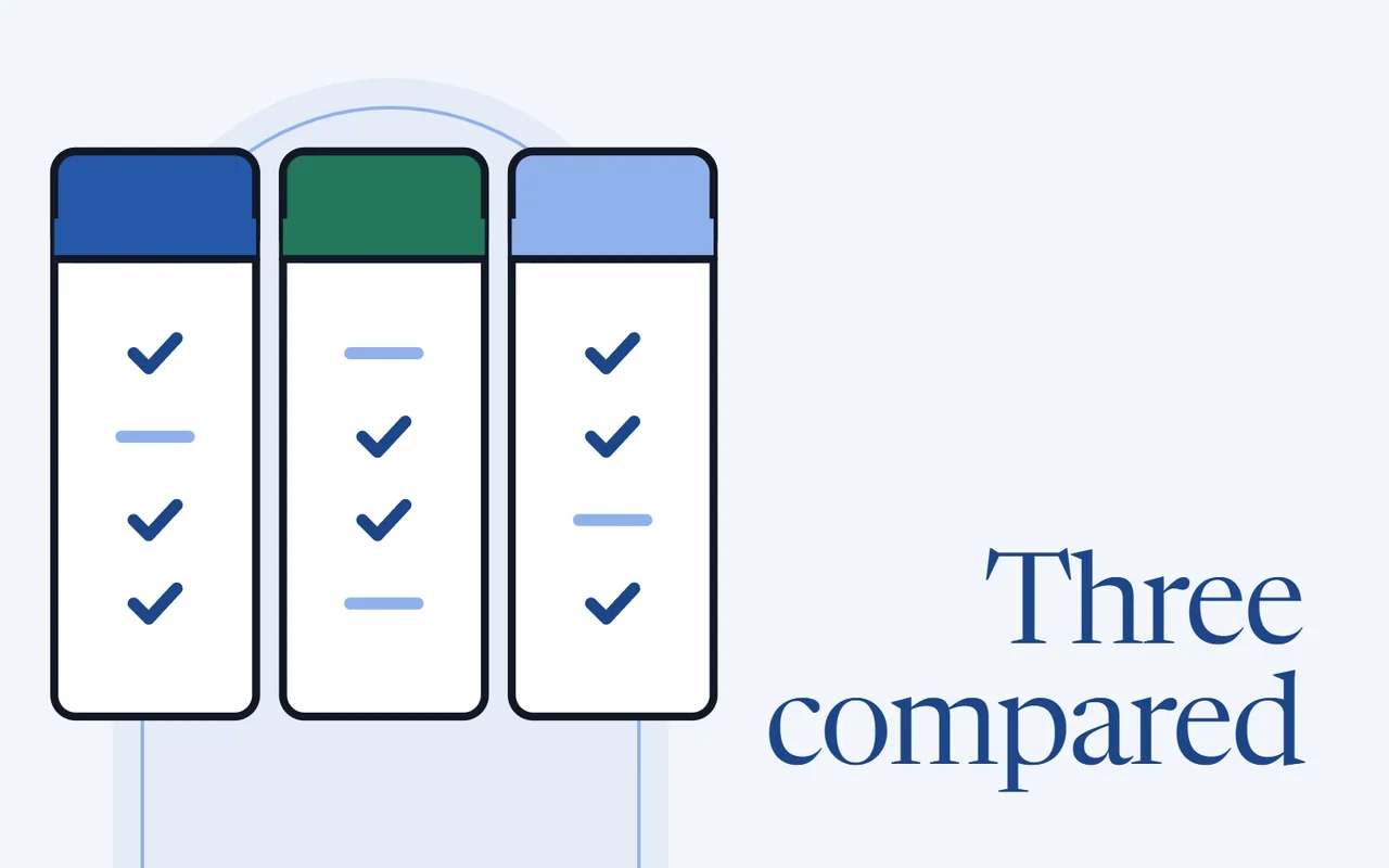Three side-by-side columns of check marks
