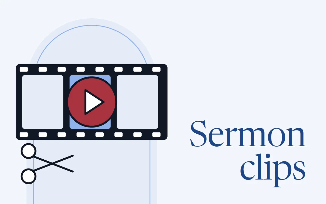 A film strip with a play button and a pair of scissors