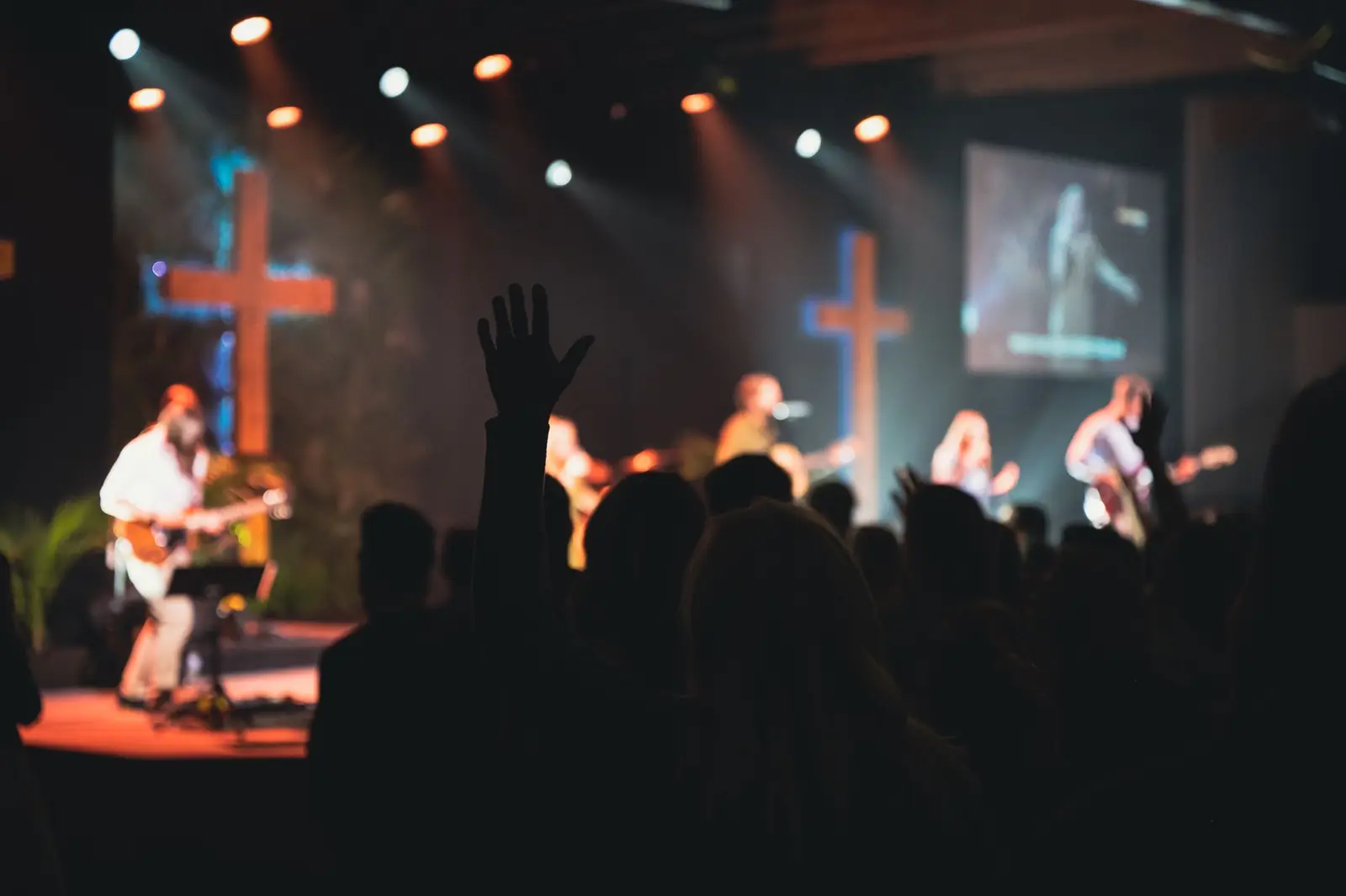 Musicians leading worship in a church